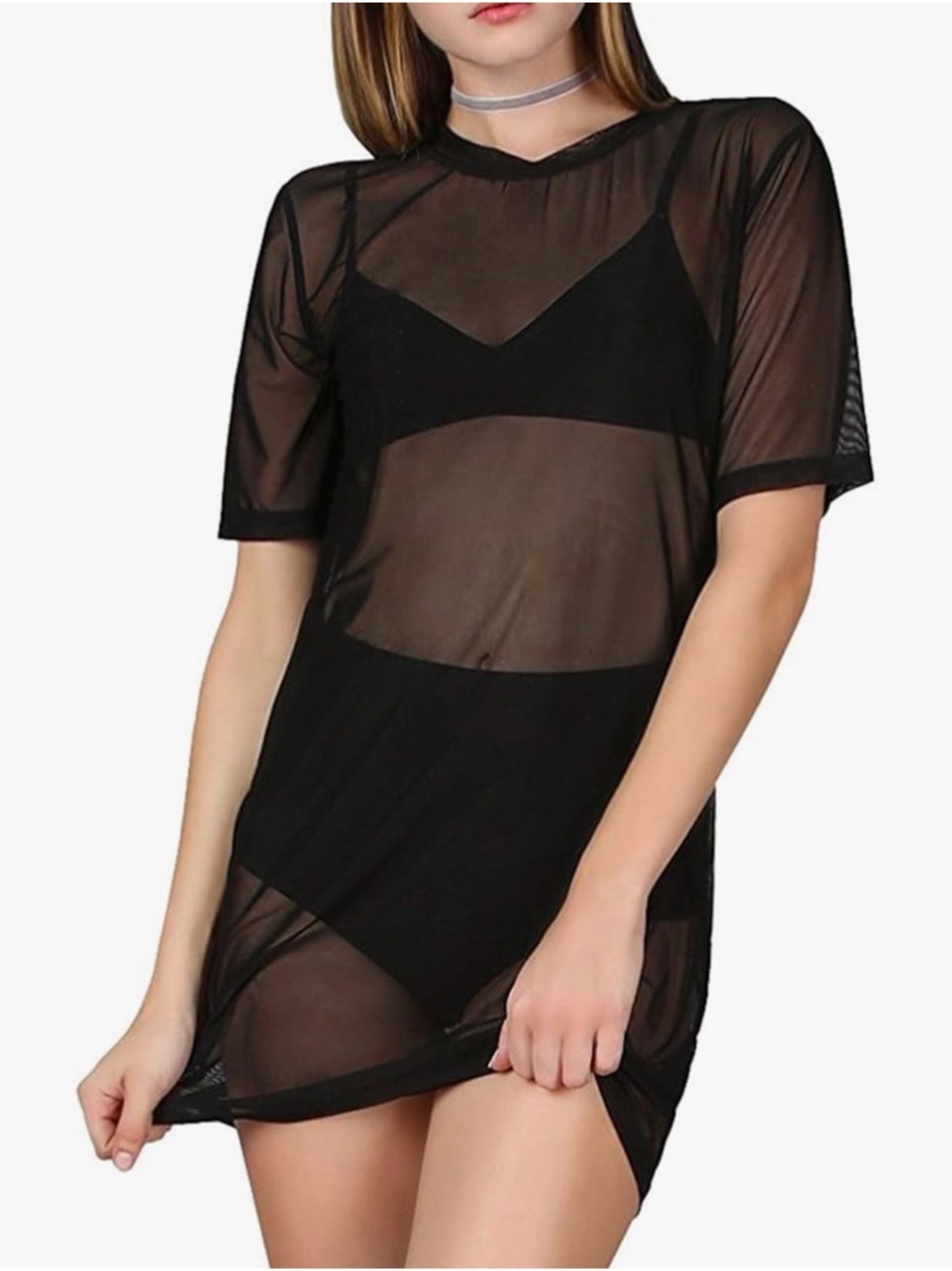 Sheer Black Mesh cover up